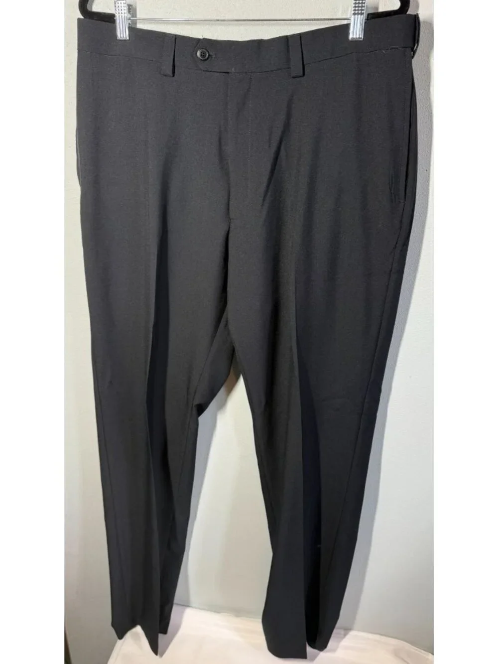Haggar Mens‎ Dress Pants 38x34 Black Straight Leg Career Office